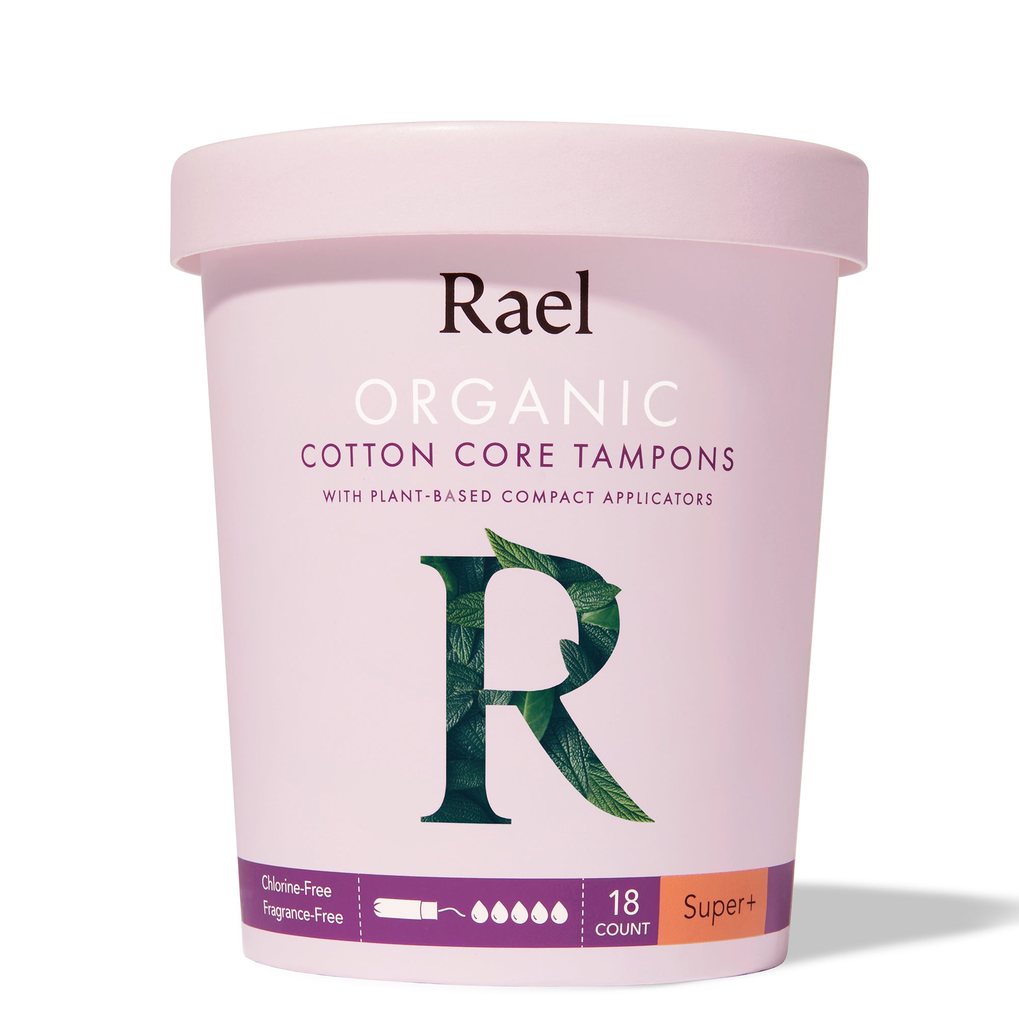Mother Nature's Best Market Rael Organic Cotton Core Tampons with Plant Based Compact Applicators, Super Plus Cruelty-Free, Vegan