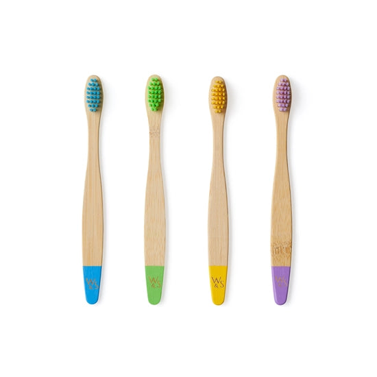 Wild & Stone Kid's Bamboo Toothbrush (FSC 100%) - 4 Pack - Multi-Colour