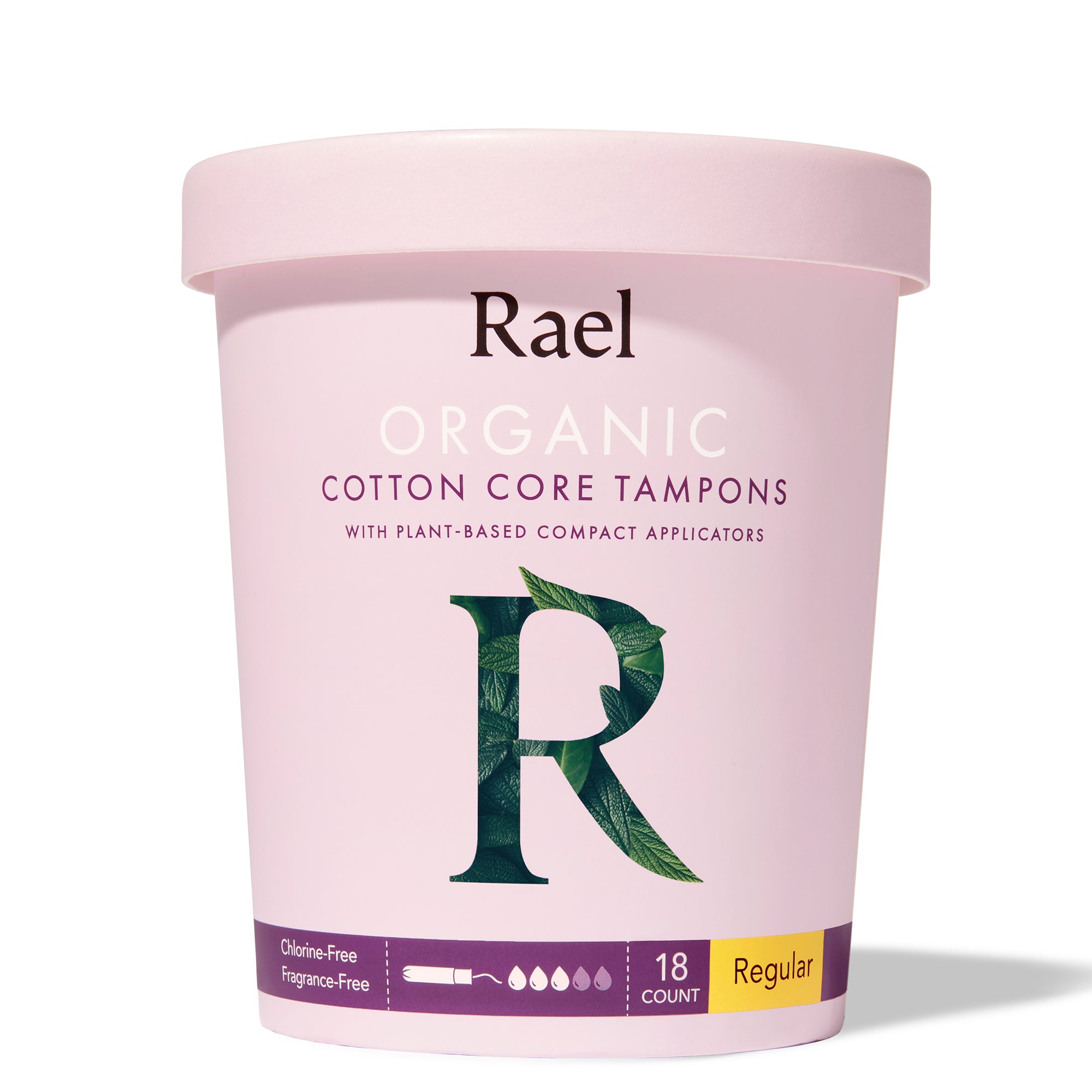 Mother Nature's Best Market Rael Organic Cotton Core Tampons with Plant Based Compact Applicators, Regular Cruelty-Free, Vegan