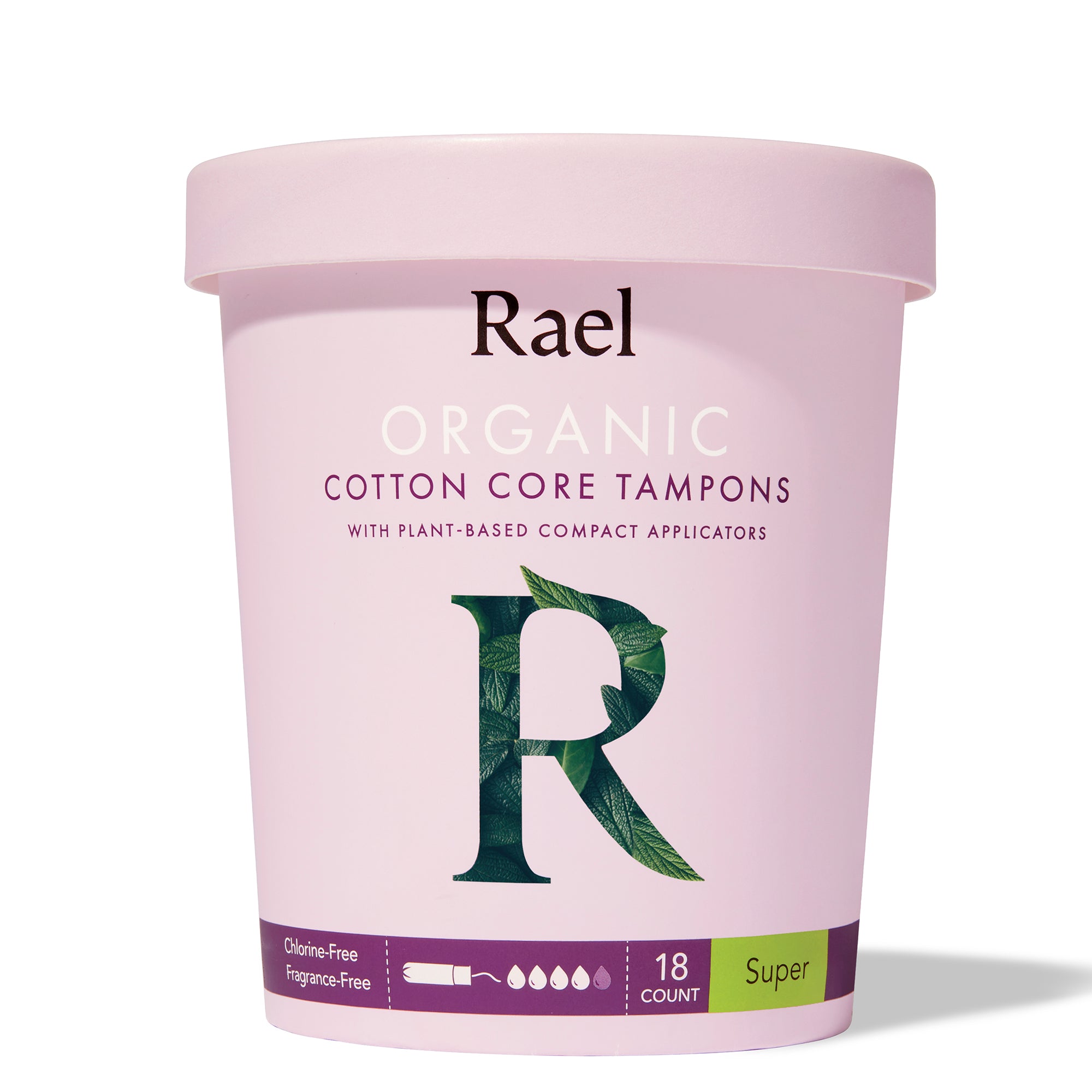 Mother Nature's Best Market Rael Organic Cotton Core Tampons with Plant Based Compact Applicators, Super Cruelty-Free, Vegan